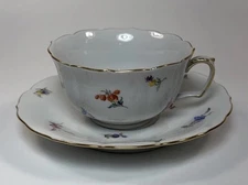 Meissen Vintage Tea Cup & Saucer Scatter Floral Design Porcelain