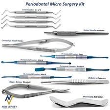 Dental Periodontal Lucas Curettes Periosteal Elevators Micro Oral Surgery Kit
