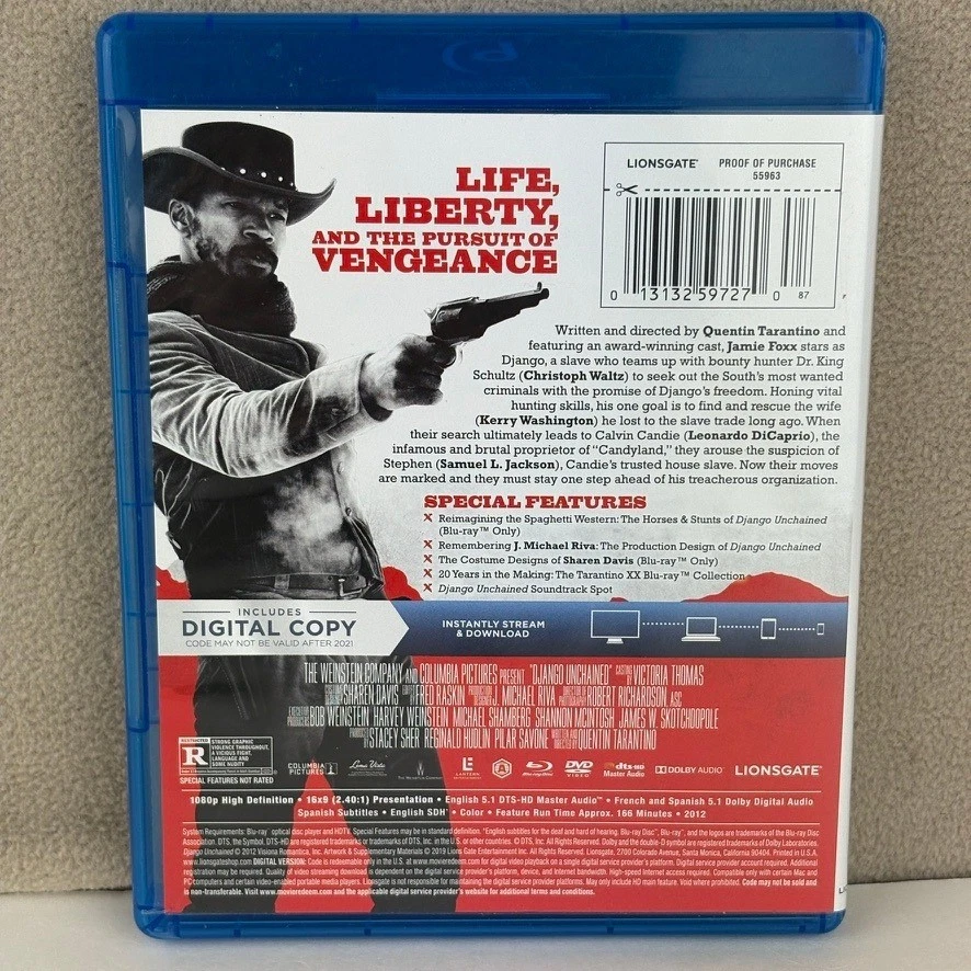 Django Unchained [Blu-ray DVD 2012] Quentin Tarantino Jamie Foxx Christoph Waltz - Image 2 of 4