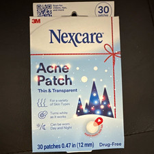 Nexcare Thin  Transparent Drug-Free Acne Patches for Face, 30 Ct 12mm