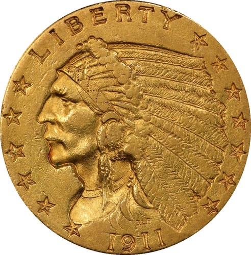 1911 AU53 Indian Quarter Eagle PCGS, CAC 37030723