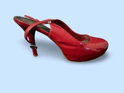 Brash Red Patent Slingback Platform Heels