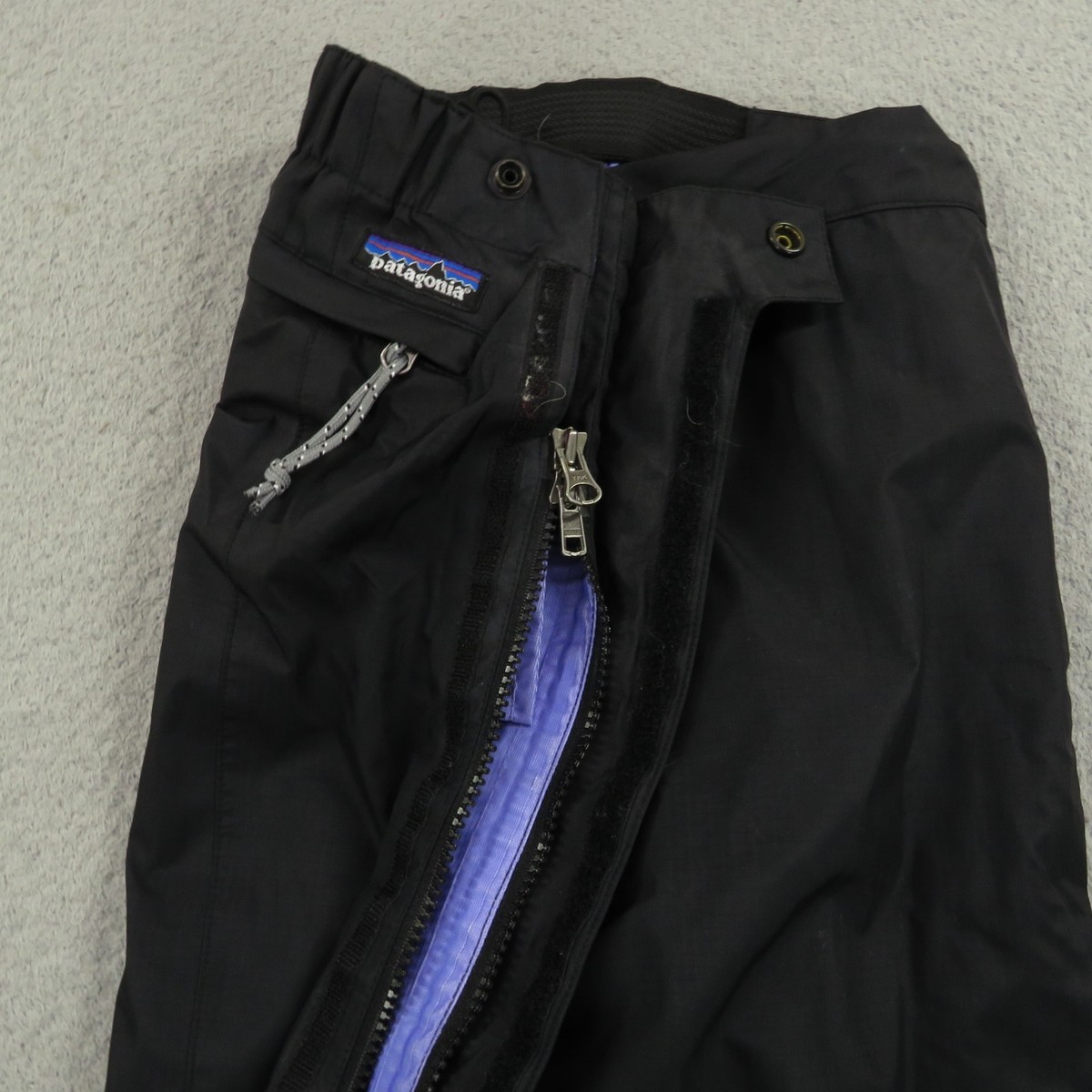 Patagonia Pants Mens Small Black Nylon Full Side Zip On Off Rain