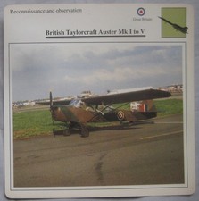 British Taylorcraft Auster Mk I to V - Edito-Service Information Collectors Card