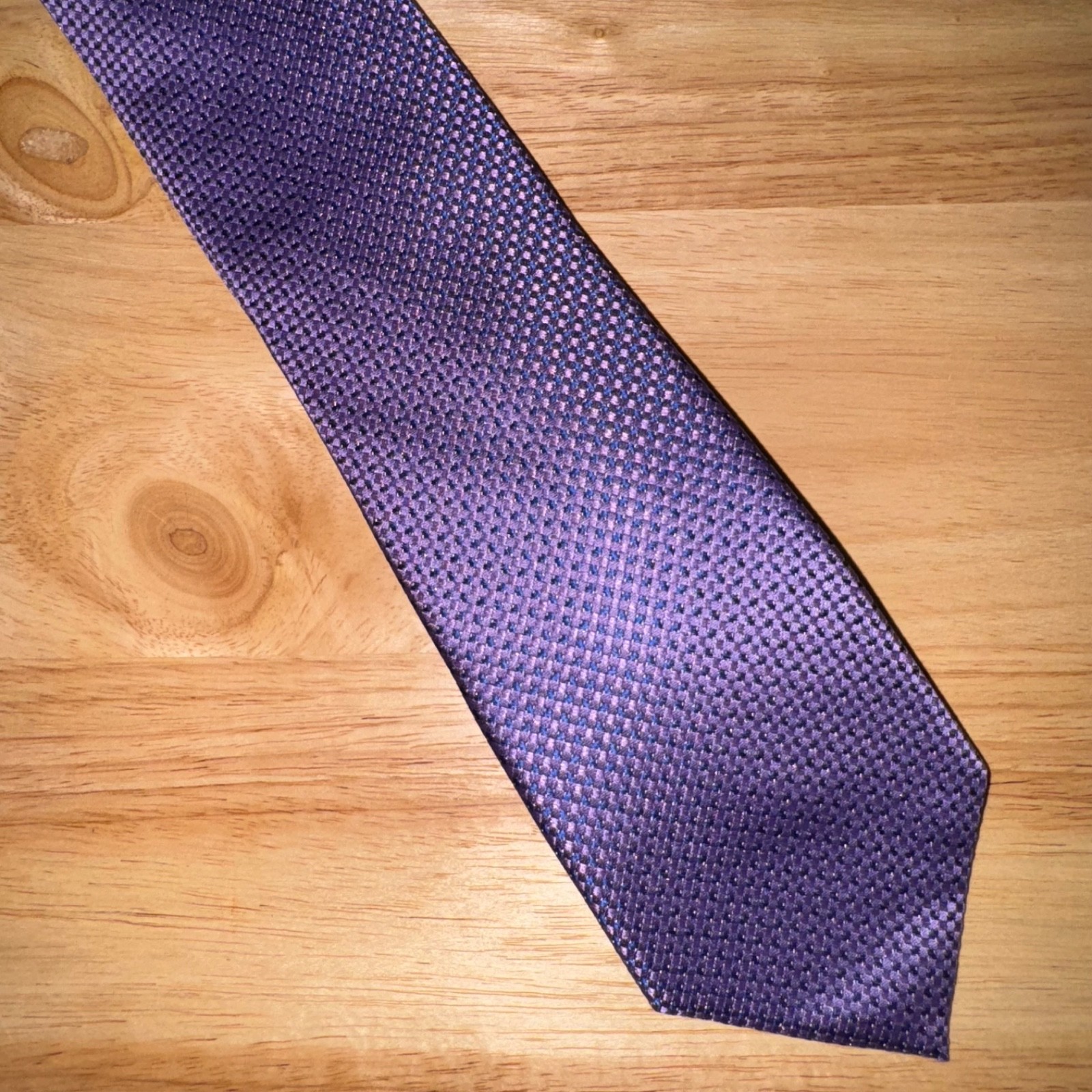 Michael Kors Textured Tie 100% Silk Neck Purple Preppy Casual thumbnail 4