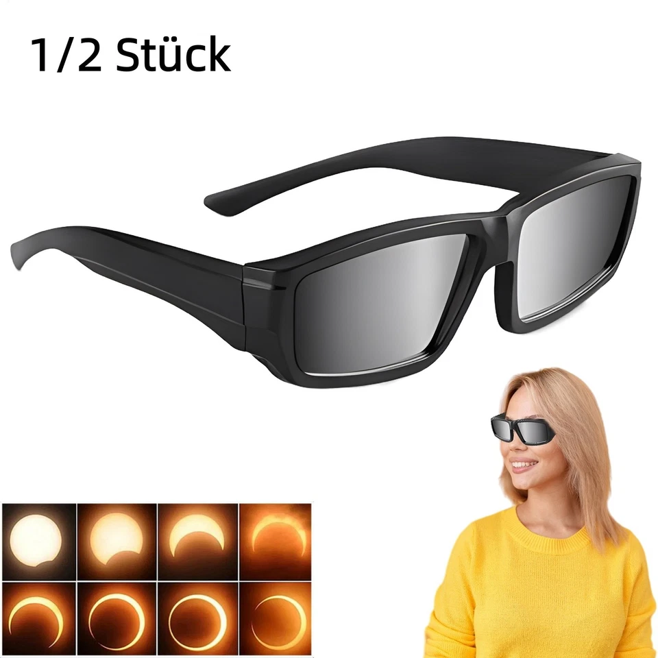 1/2 Stück Sonnenfinsternis-Brille 2026 Viewer Safe Shades für direkte Sonnenbeob - Bild 1 von 4