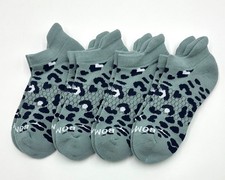 4 Pairs Bombas Women's Leopard pattern Ankle socks Cyan Cushion Size Med 8-10.5