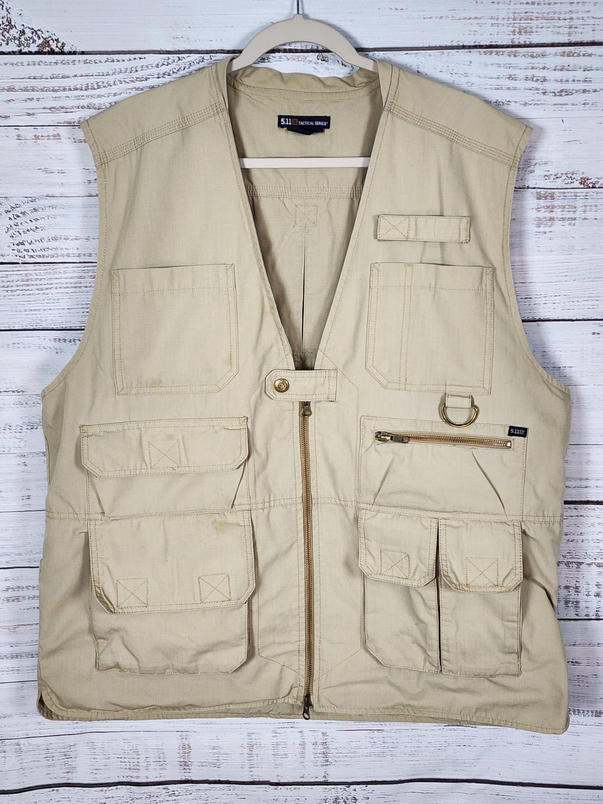 511 Tactical Vest Mens XL Khaki Utility Cargo Zip Pockets Fishing Hunting Safari
Opens in a new wind