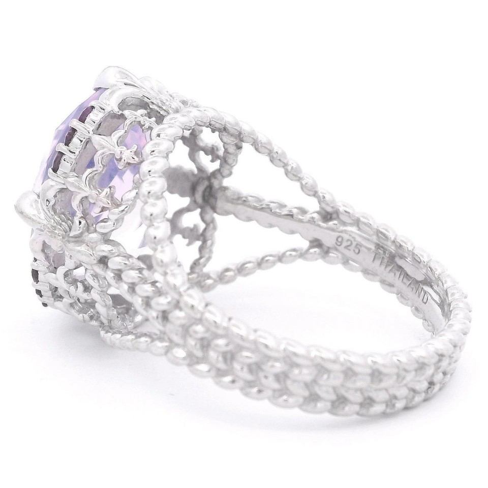 Judith Ripka Sterling Silver Rose Quartz Rhodolite Garnet Cocktail Ring ...