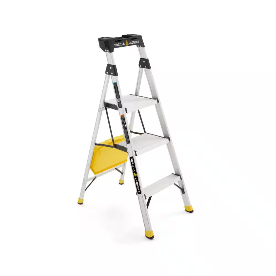 4 .5 Ft. Aluminum Dual Platform Step Ladder with Project Bucket ( 9 Ft ...