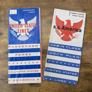 1950-60s United States Lines SS America Passenger Fares Deck Plans Brochures Lot