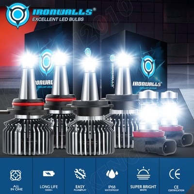 For Mazda CX-7 2007-2012 8-sides 9005 H7 H11 LED Headlight Hi/Lo Fog Light 6500K