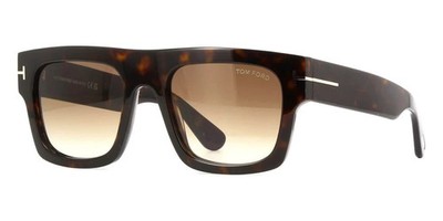 Tom Ford FAUSTO FT 0711 52F Dark Havana Brown Gradient Sunglasses TF711 52F 53mm
