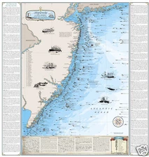 New Jersey Shipwreck Chart-Great Nautical Art Print Map
