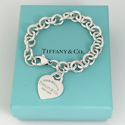 7,75'' Please Return To Tiffany Herzanhänger Bettelarmband KOSTENLOSER Versand