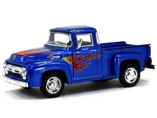 5385 )1956 Ford F-100 PickUp Truck, with Flame, Diecast Model Toy Car, 5", 1/38 