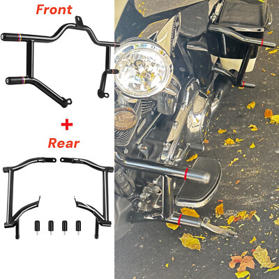 Front Engine Guard + Rear Saddlebag Crash Bar for Harley Electra Glide 2009-2025