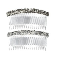 2pcs Rhinestone Side Hair Comb 20 Wide Teeth Faux Pearl Side Combs for Women