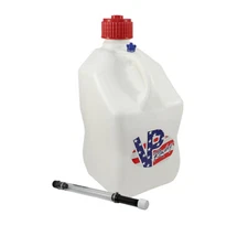 VP Racing White Patriotic Logo Square 5 Gallon Race Fuel Jug + Hose Sand Rail 