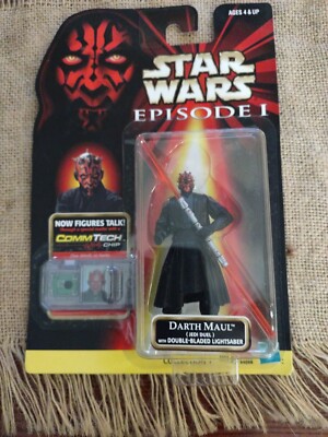 NEW 1998 Hasbro Star Wars Darth Maul Action Figure Episode 1 Commtech Chip New