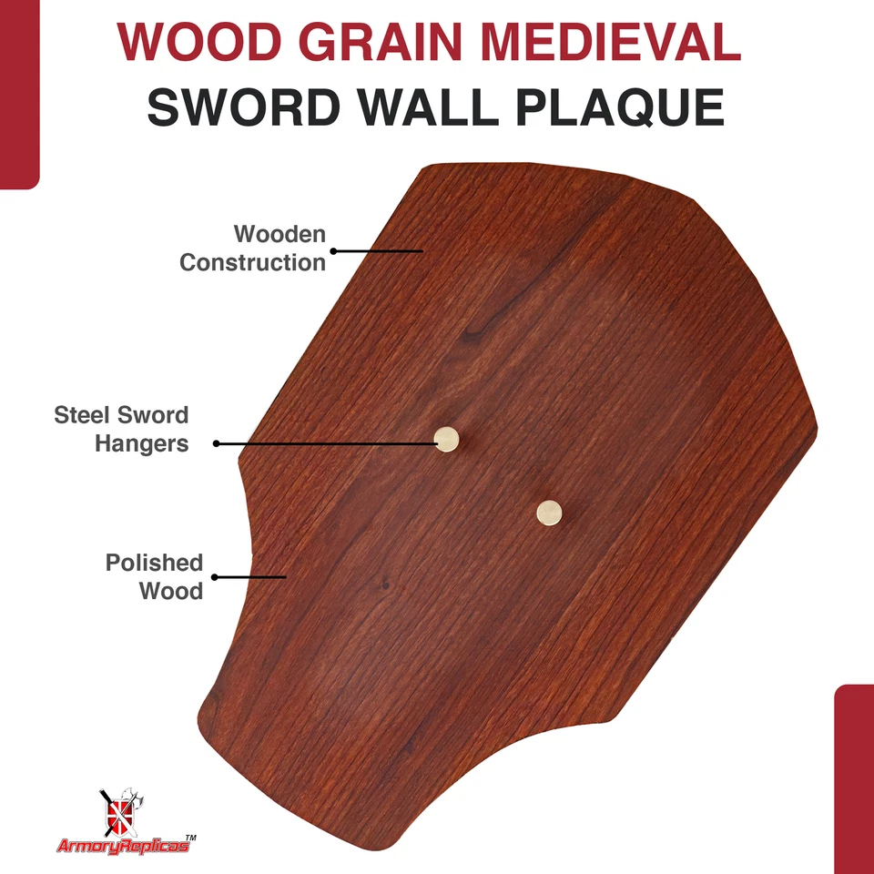 Placa de exhibición de pared de grano de madera | Hermoso soporte para cuchillo espada medieval rojo cereza Foto 3 de 4