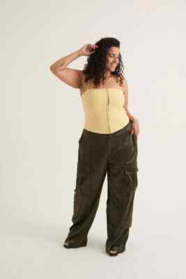 Alana Eve Women's QUINN Corset Top w/ Removable Straps Light Yellow Size 3X NWT
