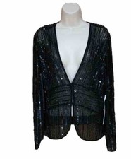 NWT Papell Studio Special Occasion Silk Beaded Blazer Size L