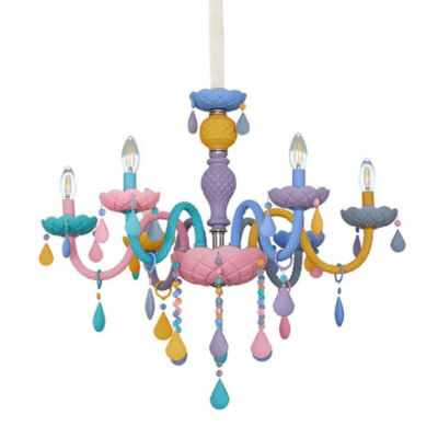 Macaron Color Crystal Chandelier Lamp Living Room Kitchen Ceiling Pendant Light