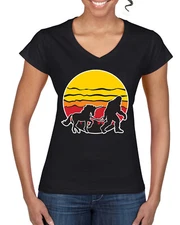 Sunset Silhoutte Unicorn and Sasquatch Women Standard V-Neck Tee