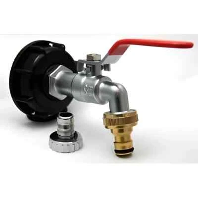 Raccord robinet S60x6 en laiton chromé sortie raccord rapide cuves 1000L - Photo 1/4