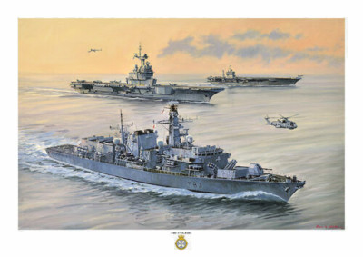 HMS ST ALBANS, Charles de Gaulle & Harry S Truman  - A3 ART PRINT