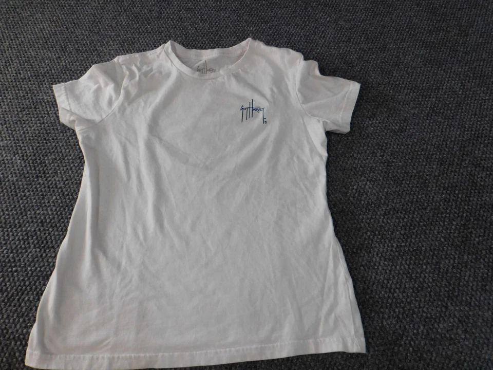 Guy Harvey Mujer Camisa Pequeña Blanco Gráfico Camiseta Pez Playa Isla Top Foto 2 de 4
