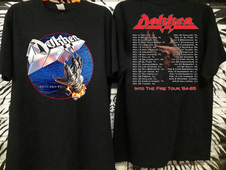 Dokken Tooth and Nail Into The Fire Tour '84-85 T-Shirt, Dokken Tour 1984 T-Shir