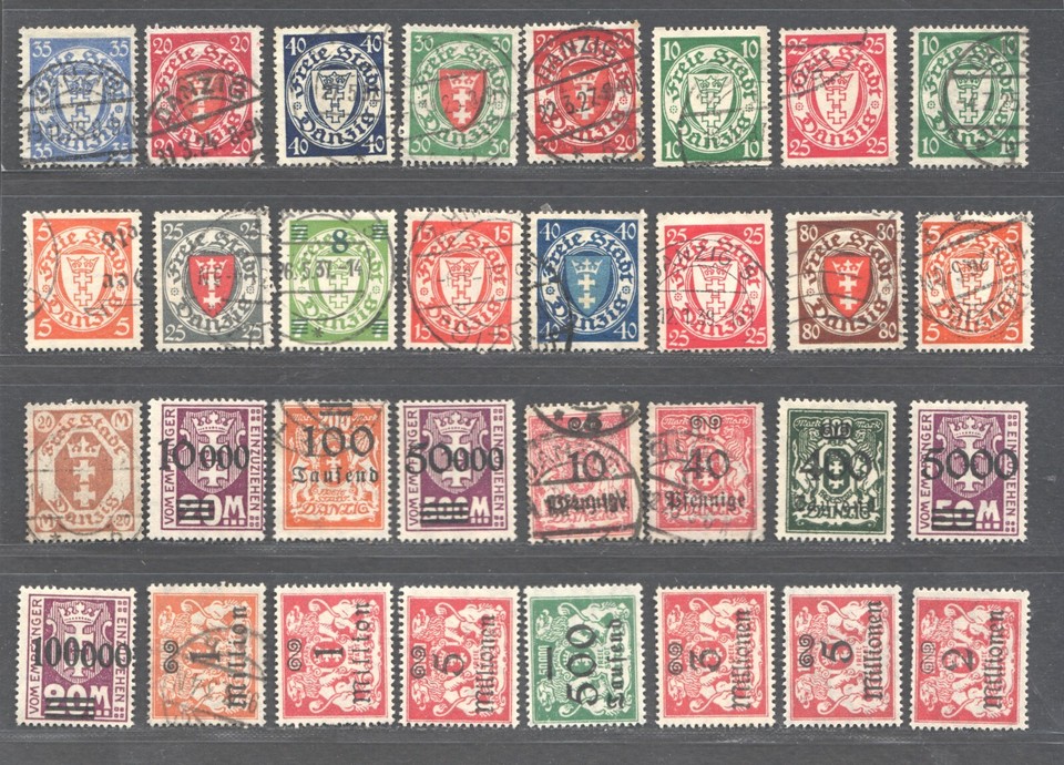 GERMANY DANZIG 1921 1923 ARMS INFLATION OVPT & MORE ISSUES COLLECTION