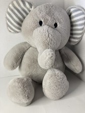 Kellytoy Plush Elephant Baby Stuffed Rattle 10" Toy Grey Striped Crinkle Ears