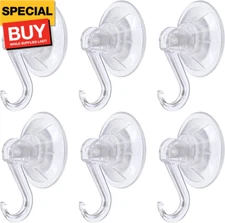 Clear Plastic Suction Cup Hooks, 6 Pack Ultra Heavy Duty Power Lock Vacuum Trace