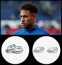 Men’s/Boy’s: NEYMAR 18ct White Gold Plated, 5mm Cubic Zirconia Huggie Earrings