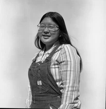 Vintage Negative B&W Med Format 1970's Yearbook Photo Teen Girl Glasses #462