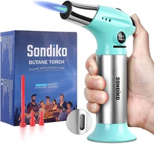 Sondiko Blow Torch with Fuel Gauge S901, Refillable Butane Torch Lighter with Ad