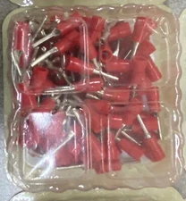 BM 00150 Round Pin Insulated Lug 0.25-1.5mm2/22-16 AWG , Red, 100 Pc's Per Pkt