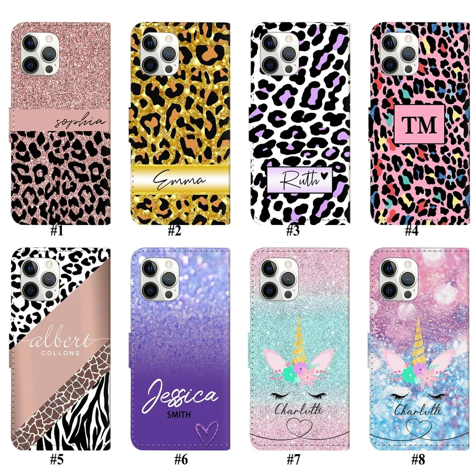 Wallet Leather Personalized Flip Case Cover For iPhone 16 Pro Max 14 13 12 15 11 - Image 2 of 4