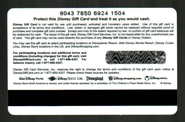 Disney Gift Card Number