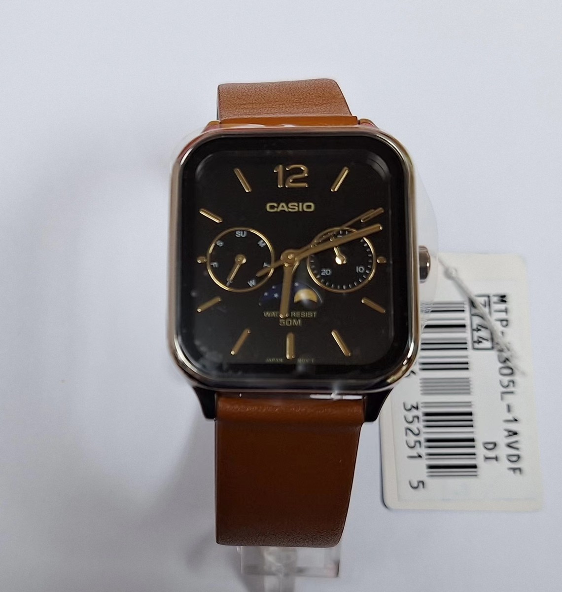 Casio MTP-M305L-1A Moon Phase Quartz Brown Leather Band Casio MTP-M305L-1A Moon Phase Quartz Brown Leather Band
