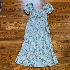 Boden Blue Paisley Puff Sleeve Smocked Midi Dress Womens Excellent Size 8R