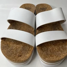 Reef Cushion Vista Hi Platform Sandals Womens Size 10 Cloud White Cork Cushioned