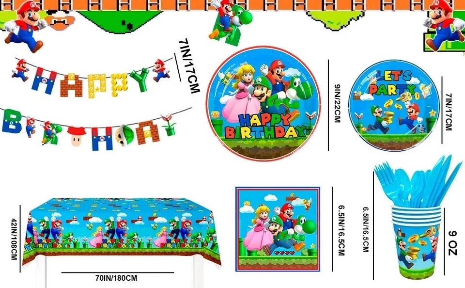 Super Mario Birthday Party Supplies- Cartoon Super Mario Party Theme Tableware - Image 4 of 4
