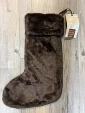 NEW West Elm Pottery Barn Faux Fur Mink Christmas Stocking Brown NWT