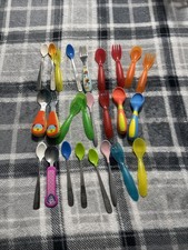 Łyżki do widelców dla małych dzieci Stal nierdzewna i plastik 25 sztuk 