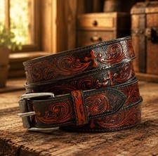 Western Genuine Leather Belt Full Grain Handmade Men's Heavy Duty With Buckle