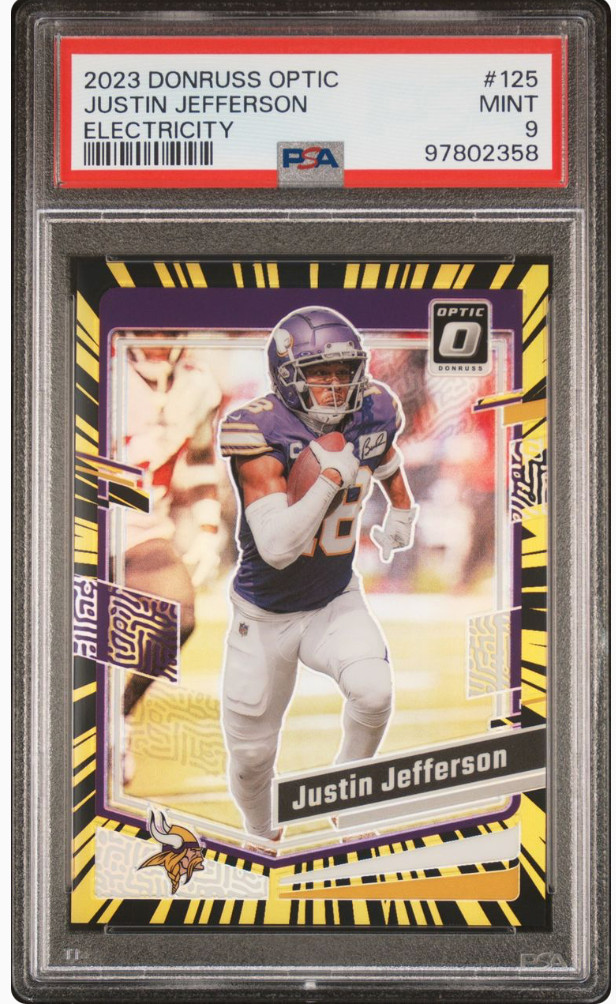 Justin Jefferson PSA 9 #125 Electricity Prizm /69 SP Panini Donruss Optic